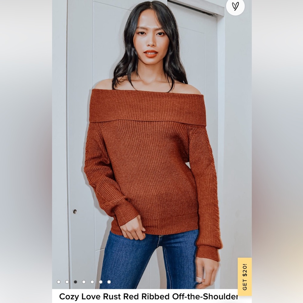 Lulus off the shoulder ribbed sweater